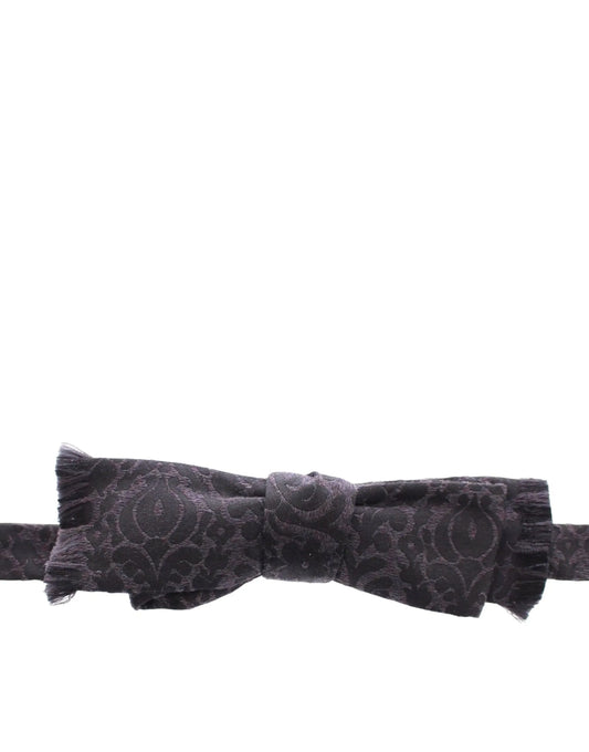 Gray Black Wool Bow Tie-Dolce & Gabbana-LabelTerrace.com