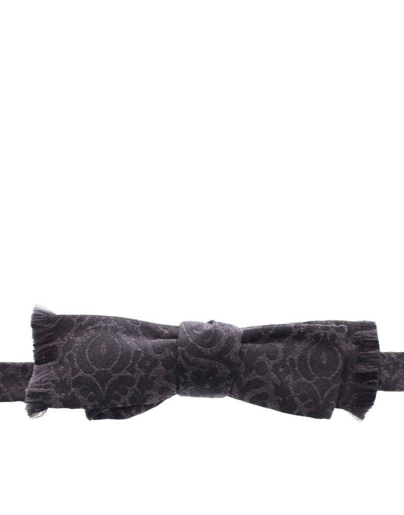 Gray Black Wool Silk Bow Tie-Dolce & Gabbana-LabelTerrace.com