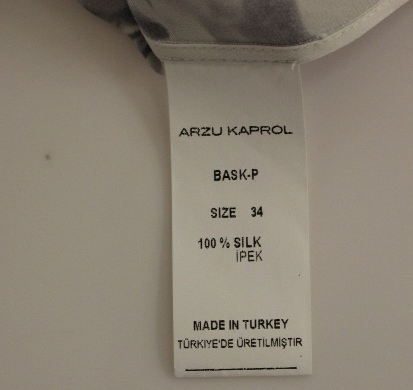 Gray Blue Silk Sleeveless Top Shirt Blouse-Arzu Kaprol-LabelTerrace.com