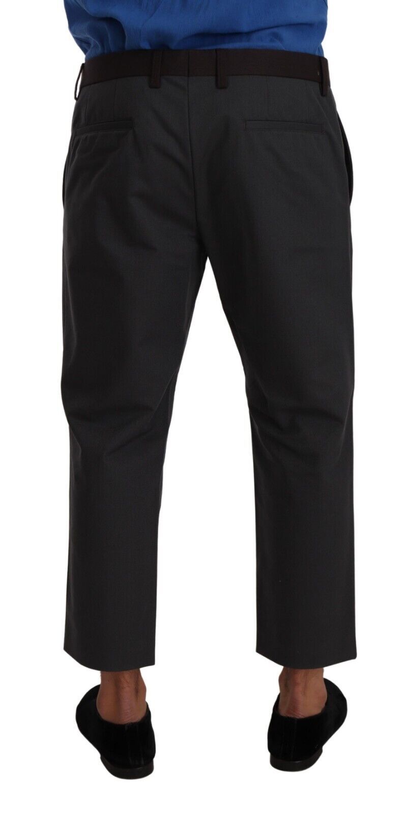 Gray Bordeaux Striped Cropped Trouser Pants-Dolce & Gabbana-LabelTerrace.com