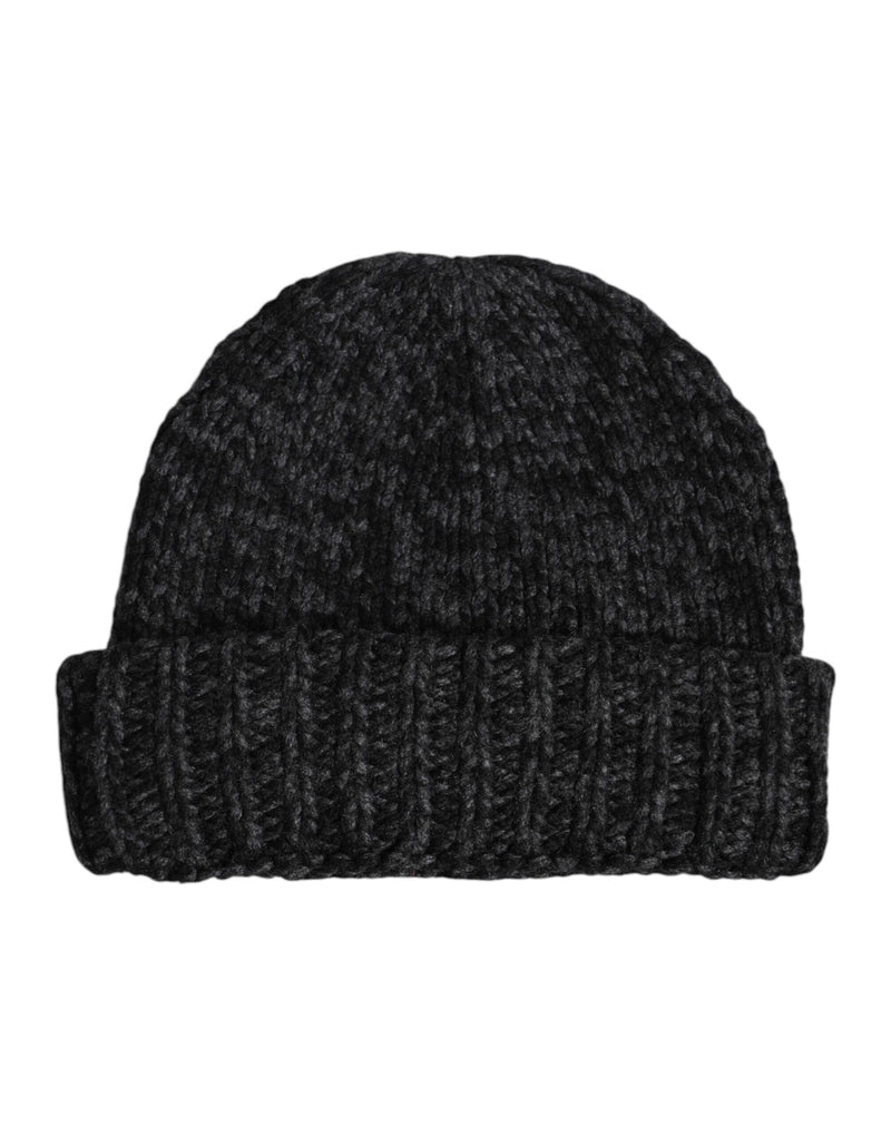 Gray Cashmere Knitted Winter Beanie Hat-Dolce & Gabbana-LabelTerrace.com