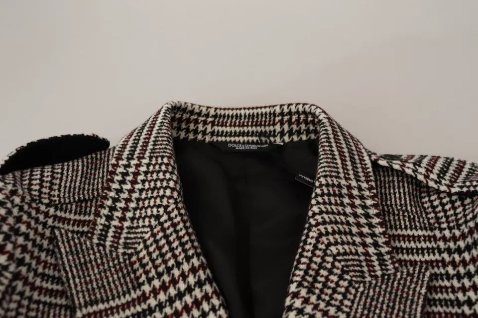 Gray Check Plaid Long Trench Coat Jacket-Dolce & Gabbana-LabelTerrace.com