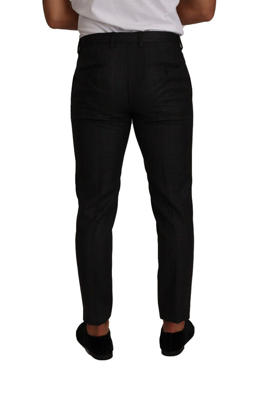 Gray Check Wool Formal Trouser Dress Pants-Dolce & Gabbana-LabelTerrace.com