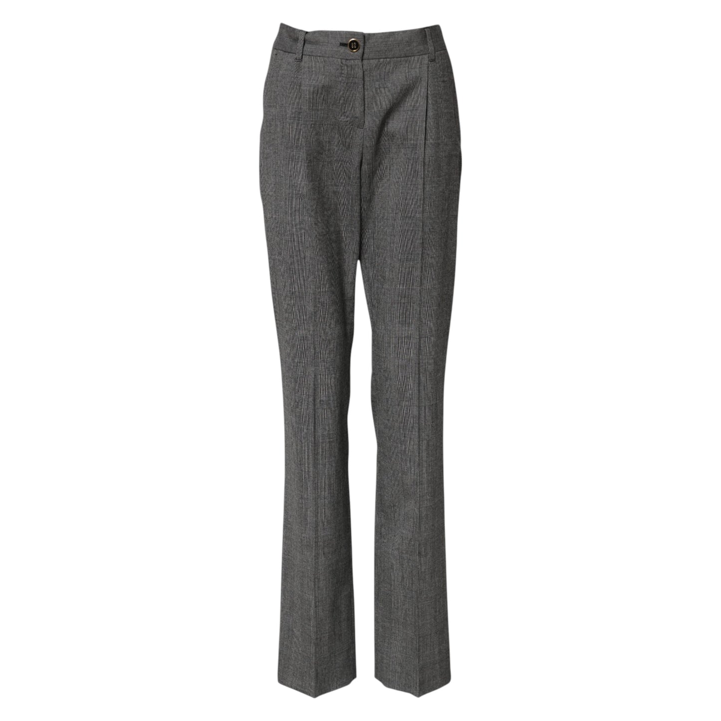Gray Checkered High Waist Flared Pants-Dolce & Gabbana-LabelTerrace.com