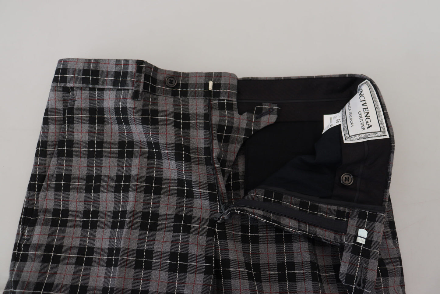 Gray Checkered Slim Fit Men Pants-BENCIVENGA-LabelTerrace.com