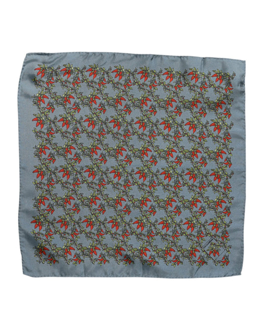 Gray Chilis Silk Square Men Foulard Scarf-Dolce & Gabbana-LabelTerrace.com