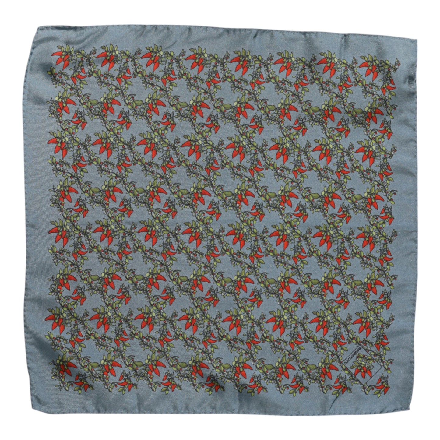 Gray Chilis Silk Square Men Foulard Scarf-Dolce & Gabbana-LabelTerrace.com