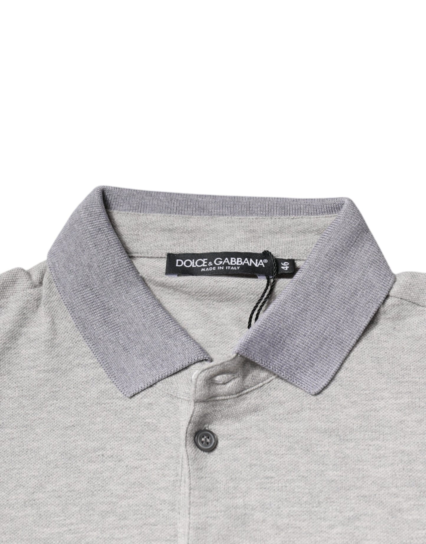 Gray Collared Short Sleeves Men Polo T-shirt-Dolce & Gabbana-LabelTerrace.com
