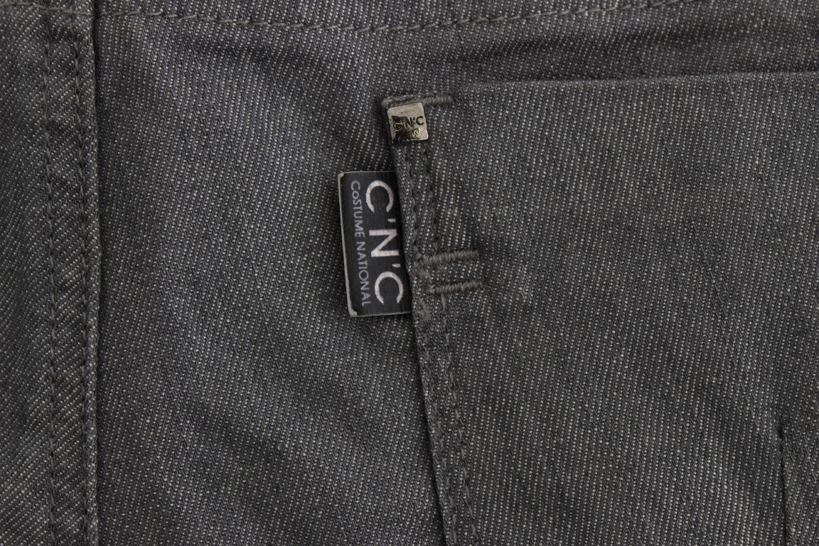Gray Cotton Blend Slim Fit Jeans-Costume National-LabelTerrace.com