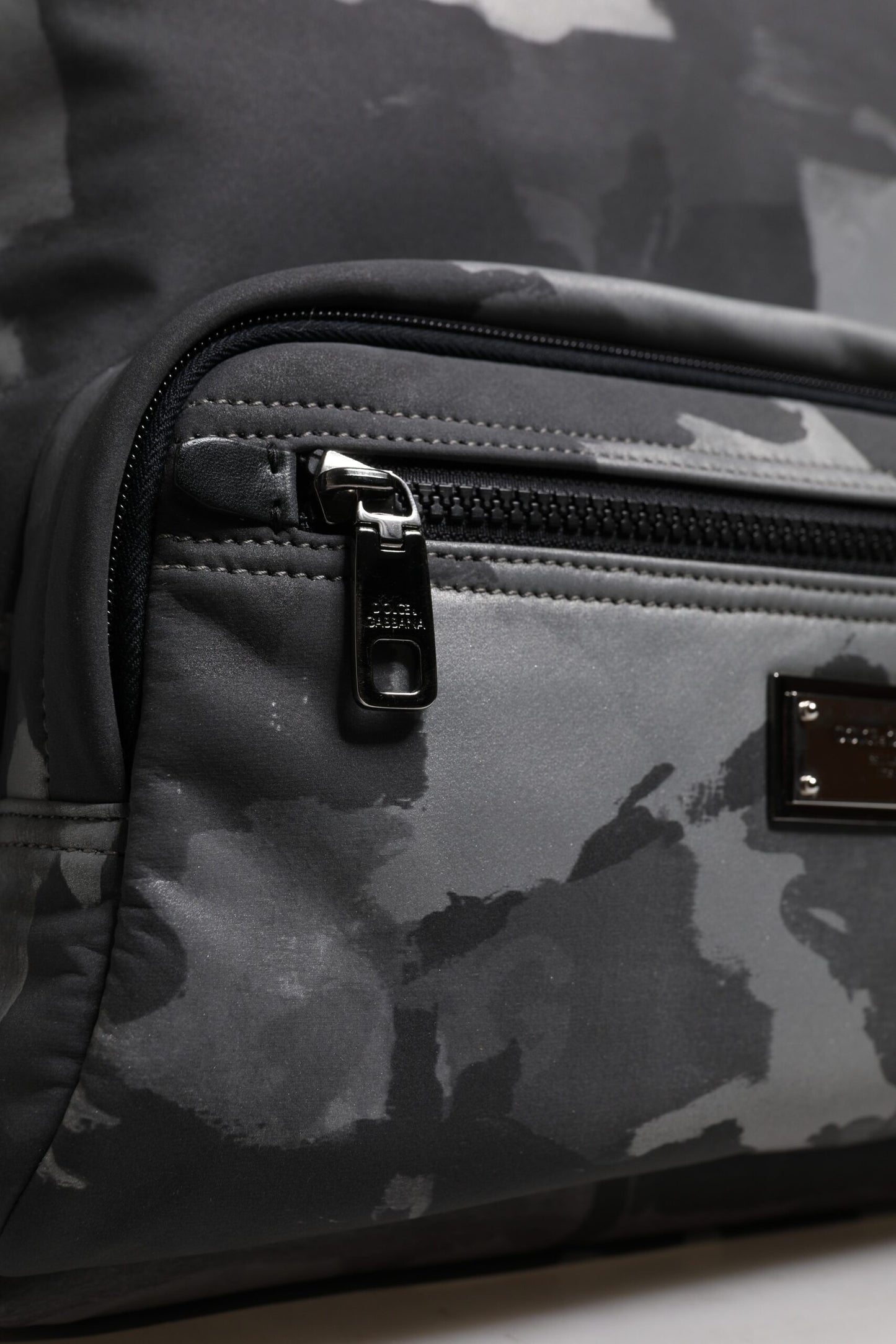 Gray Cotton Camouflage Logo Plaque Backpack Bag-Dolce & Gabbana-LabelTerrace.com