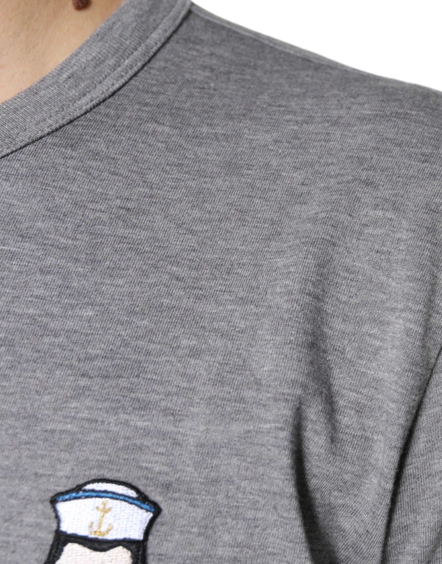 Gray Cotton #DGFamily Short Sleeves T-shirt-Dolce & Gabbana-LabelTerrace.com