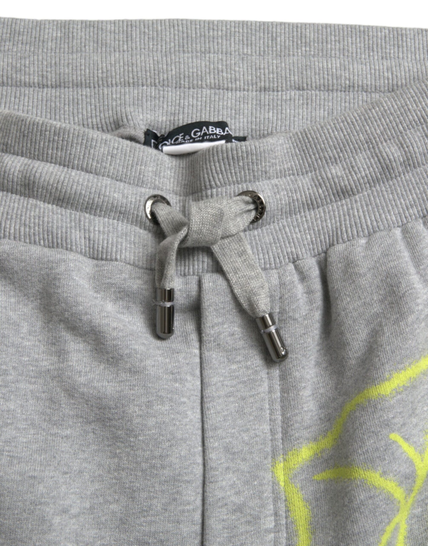 Gray Cotton Graffiti Sweatpants Jogger Pants-Dolce & Gabbana-LabelTerrace.com