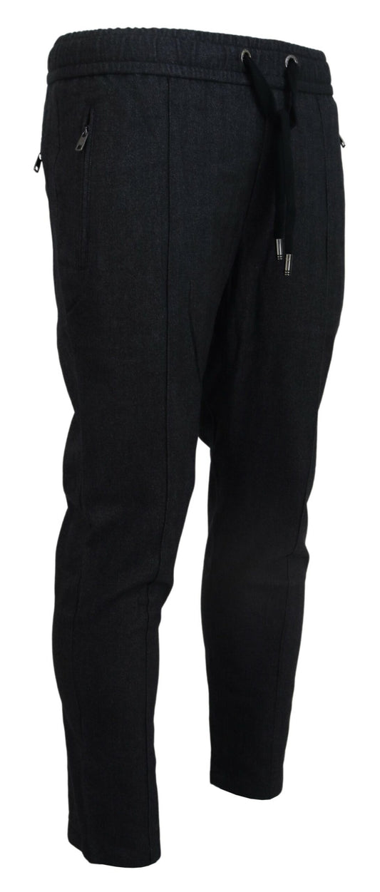 Gray Cotton Jogger Men Pants-Dolce & Gabbana-LabelTerrace.com