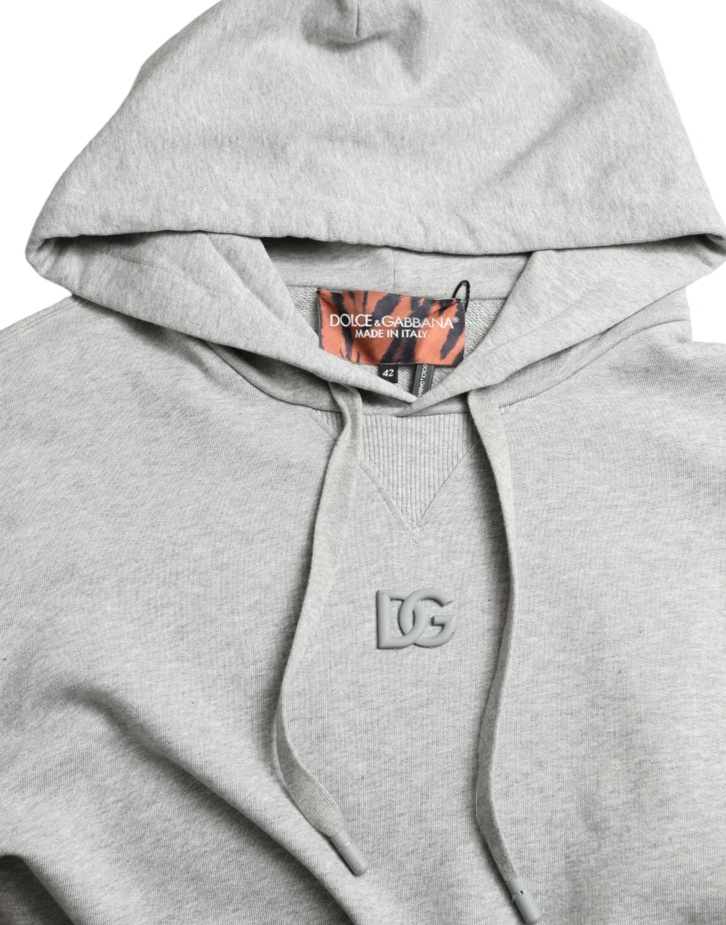 Gray Cotton Logo Hooded Sweatshirt Sweater-Dolce & Gabbana-LabelTerrace.com