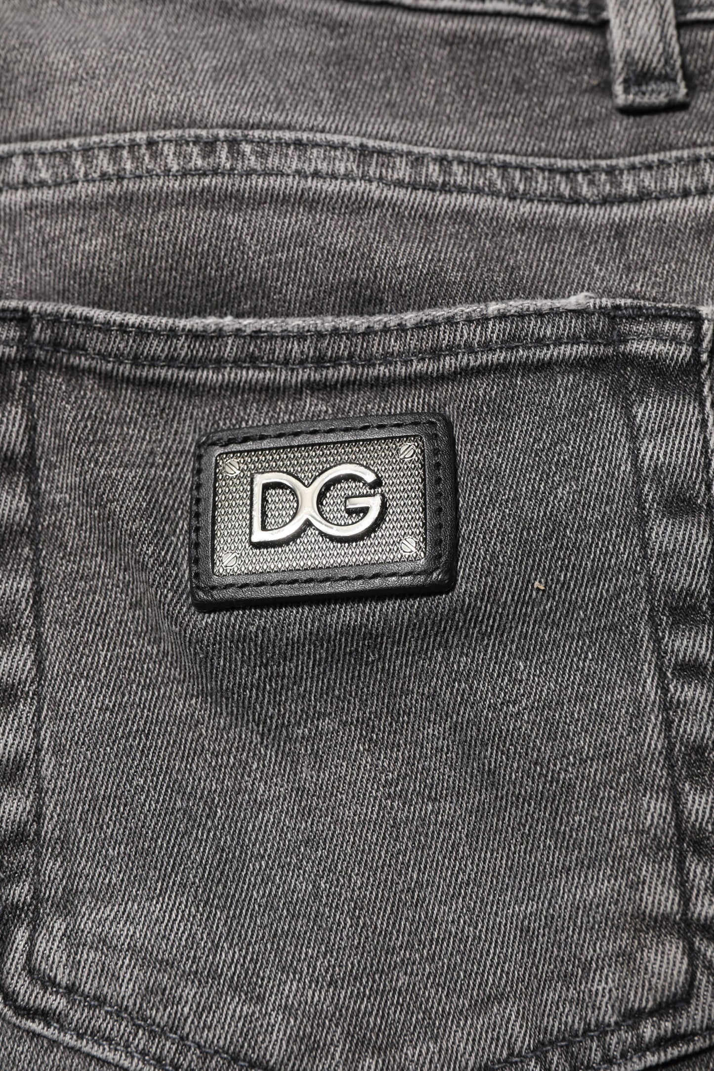 Gray Cotton Logo Plaque Men Denim Jeans-Dolce & Gabbana-LabelTerrace.com