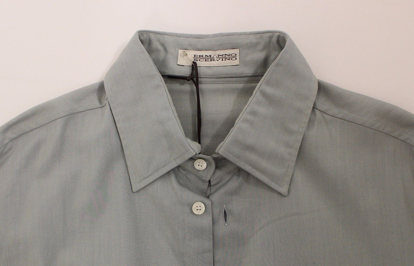 Gray Cotton Long Sleeve Casual Shirt Top-Ermanno Scervino-LabelTerrace.com