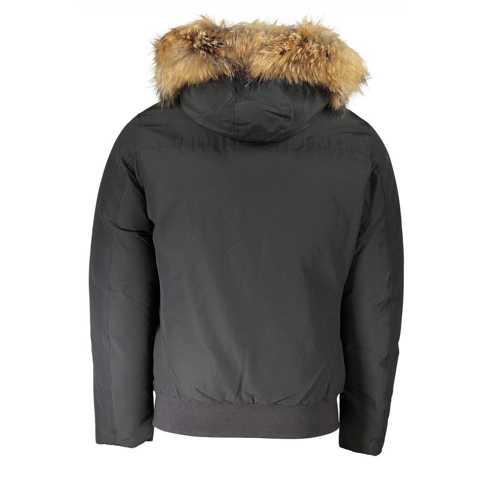 Gray Cotton Men Jacket with Hood and Removable Fur-Woolrich-LabelTerrace.com