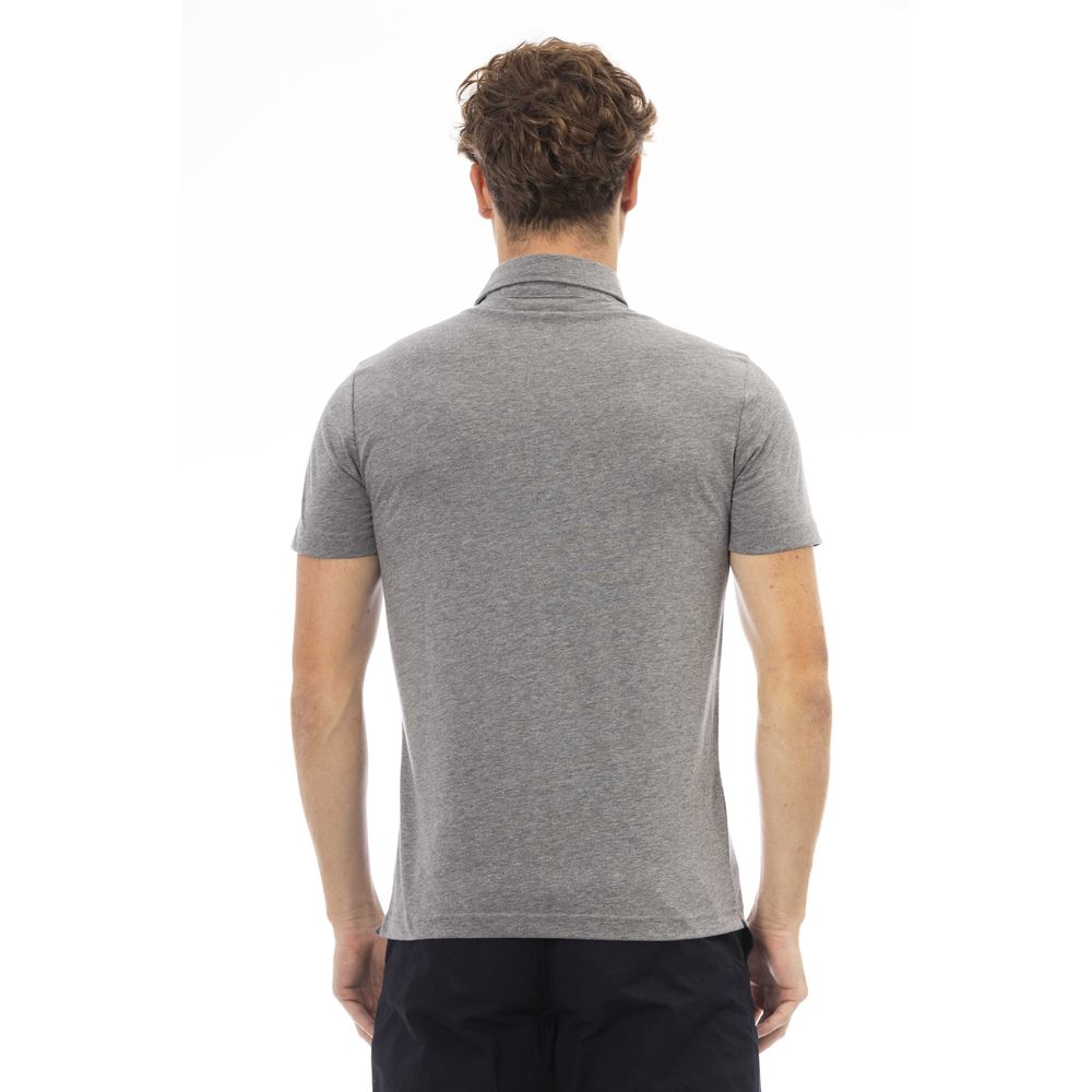 Gray Cotton Men Polo-Baldinini Trend-LabelTerrace.com