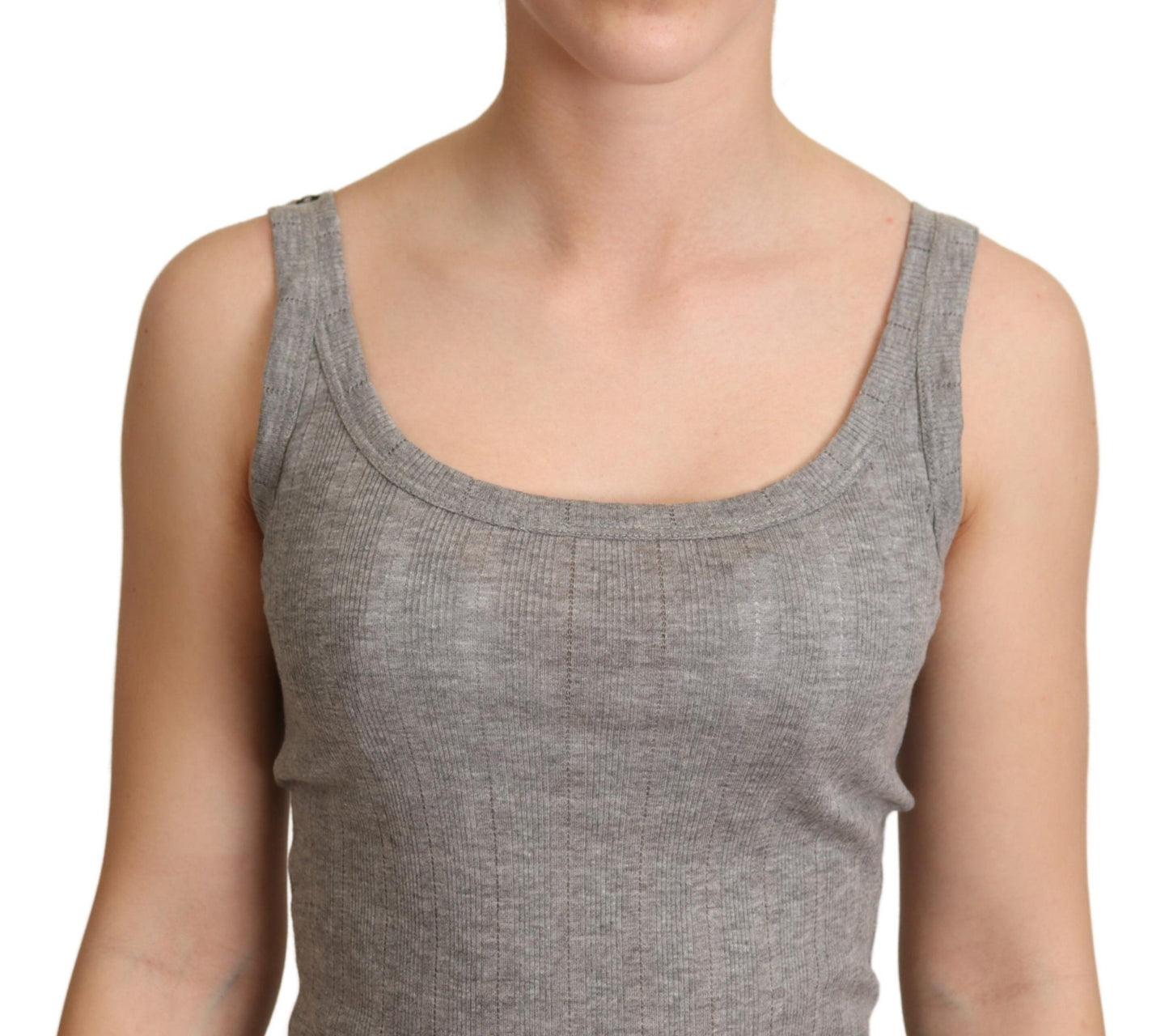 Gray Cotton Modal Canotta Tank Top T-shirt-Dolce & Gabbana-LabelTerrace.com