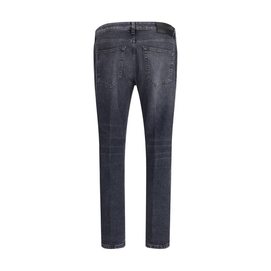 Gray Cotton Slim Fit Jeans