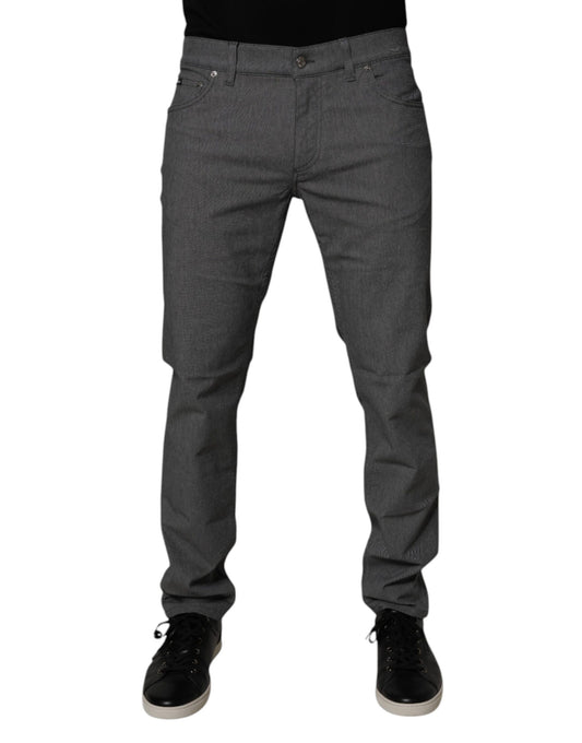 Gray Cotton Stretch Skinny Denim Jeans-Dolce & Gabbana-LabelTerrace.com