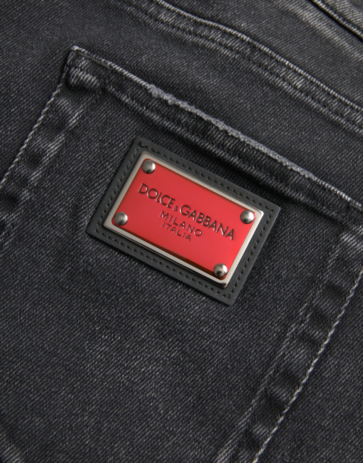 Gray Cotton Stretch Skinny Denim Logo Jeans-Dolce & Gabbana-LabelTerrace.com