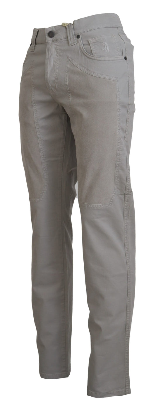 Gray Cotton Tapered Men Casual Pants-Jeckerson-LabelTerrace.com