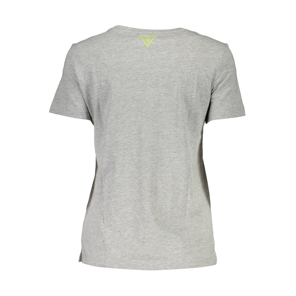 Gray Cotton Women T-Shirt-Guess Jeans-LabelTerrace.com
