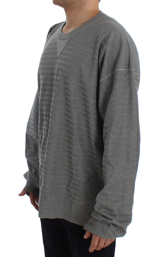 Gray Crewneck Pullover Silk Sweater-Dolce & Gabbana-LabelTerrace.com