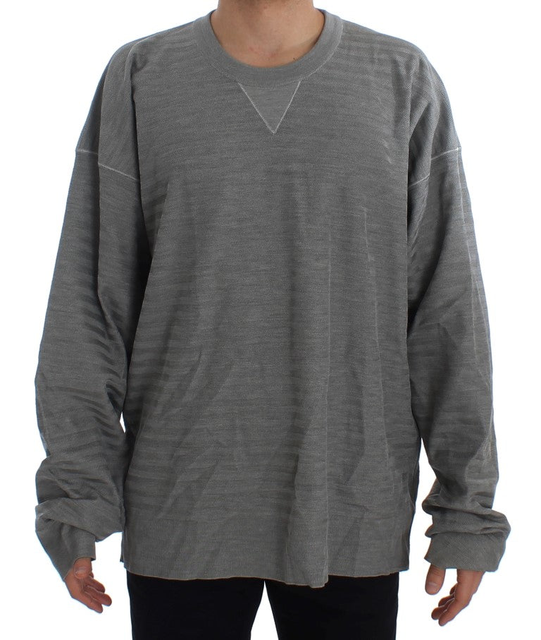 Gray Crewneck Pullover Silk Sweater-Dolce & Gabbana-LabelTerrace.com