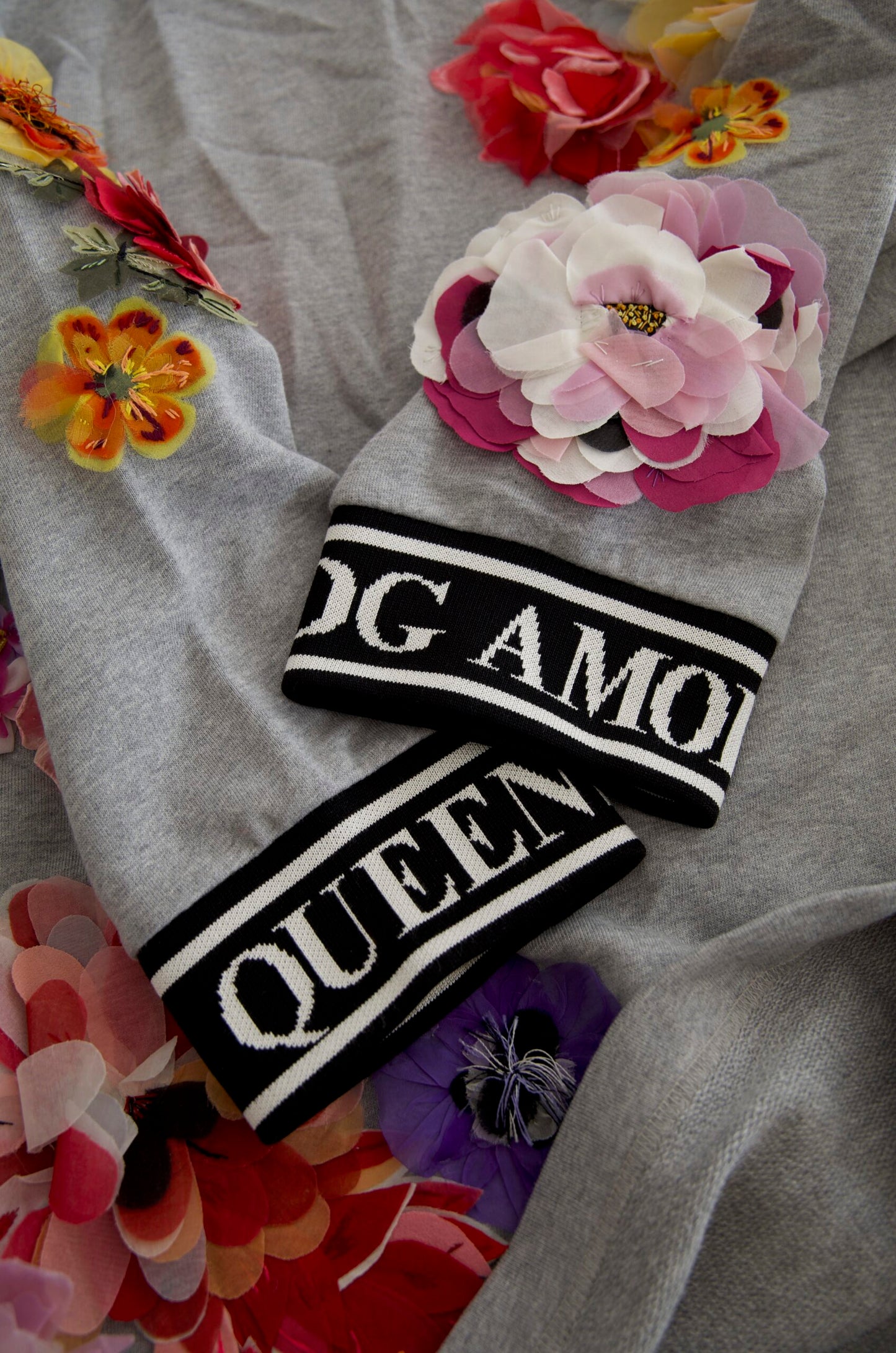 Gray DG Amore Queen Floral Pullover Sweater-Dolce & Gabbana-LabelTerrace.com