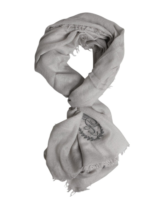 Gray DG Crown Neck Warmer Wrap Shawl Scarf-Dolce & Gabbana-LabelTerrace.com
