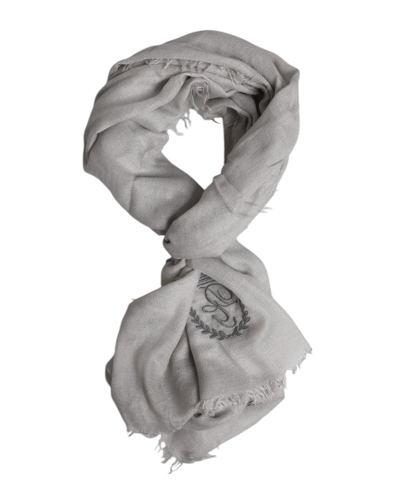 Gray DG Crown Neck Warmer Wrap Shawl Scarf-Dolce & Gabbana-LabelTerrace.com