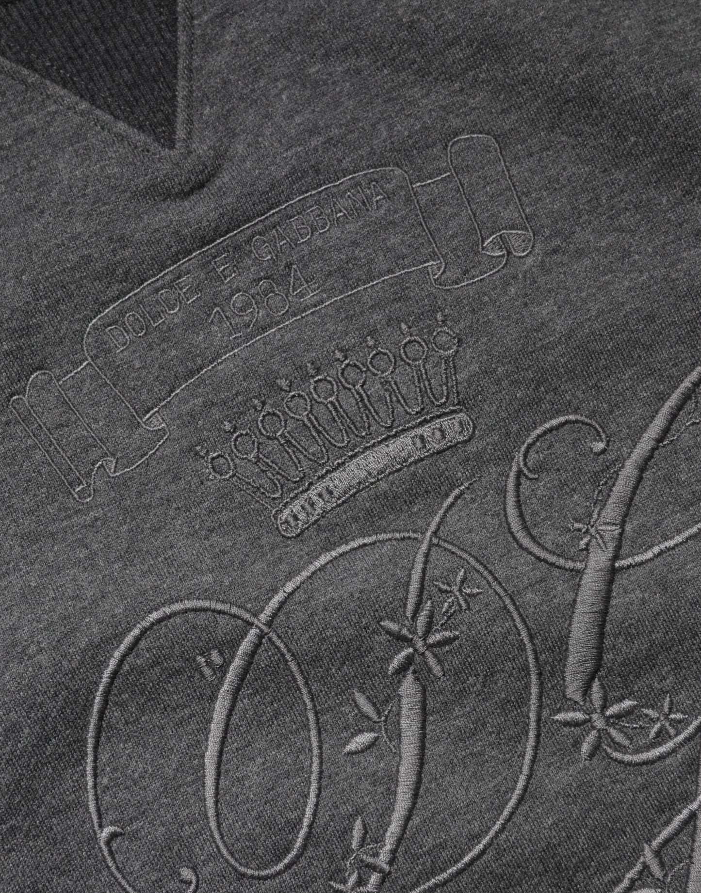 Gray DG Logo Embroidered Pullover Sweater-Dolce & Gabbana-LabelTerrace.com