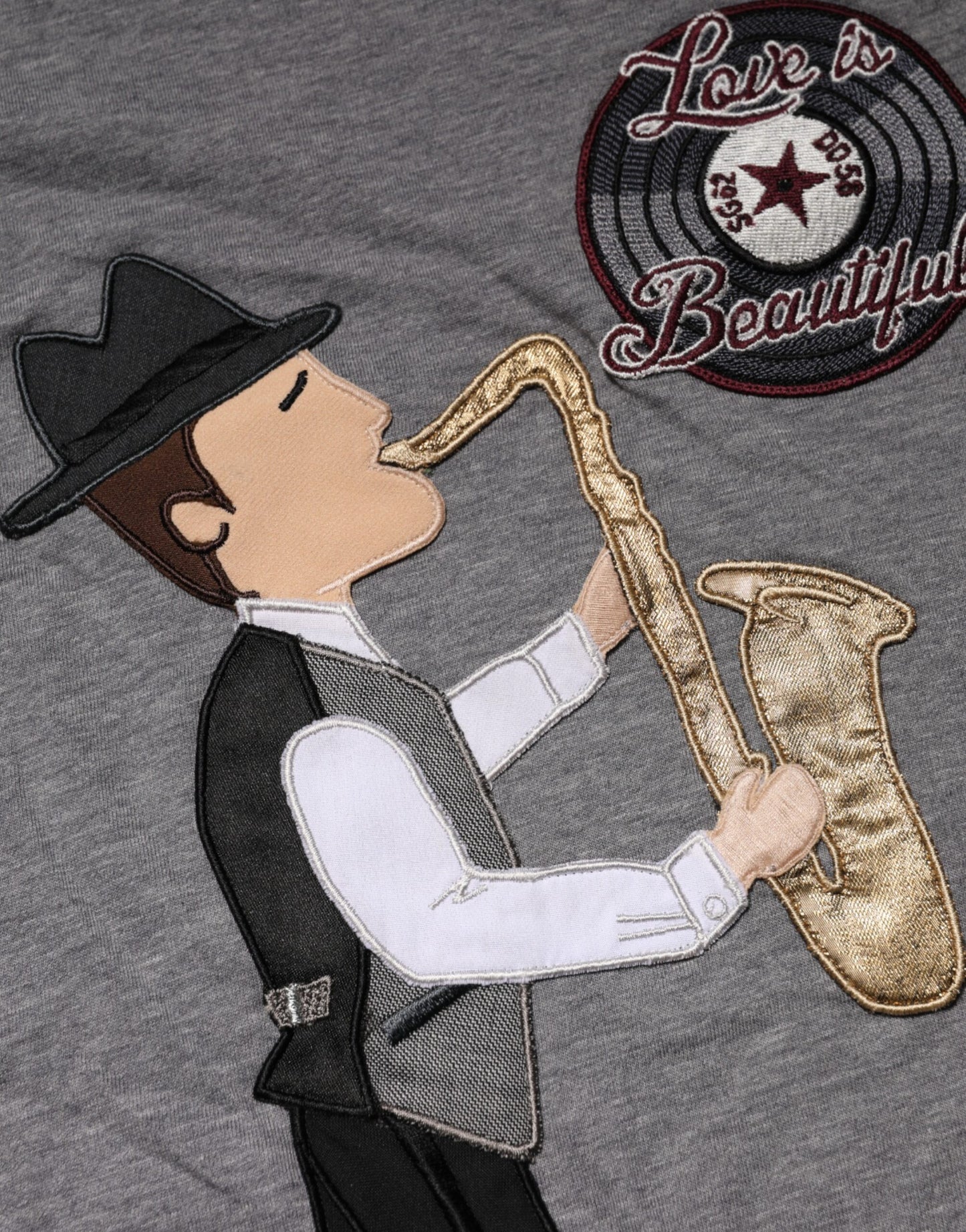 Gray #DGFamily Cotton Crew Neck T-shirt-Dolce & Gabbana-LabelTerrace.com