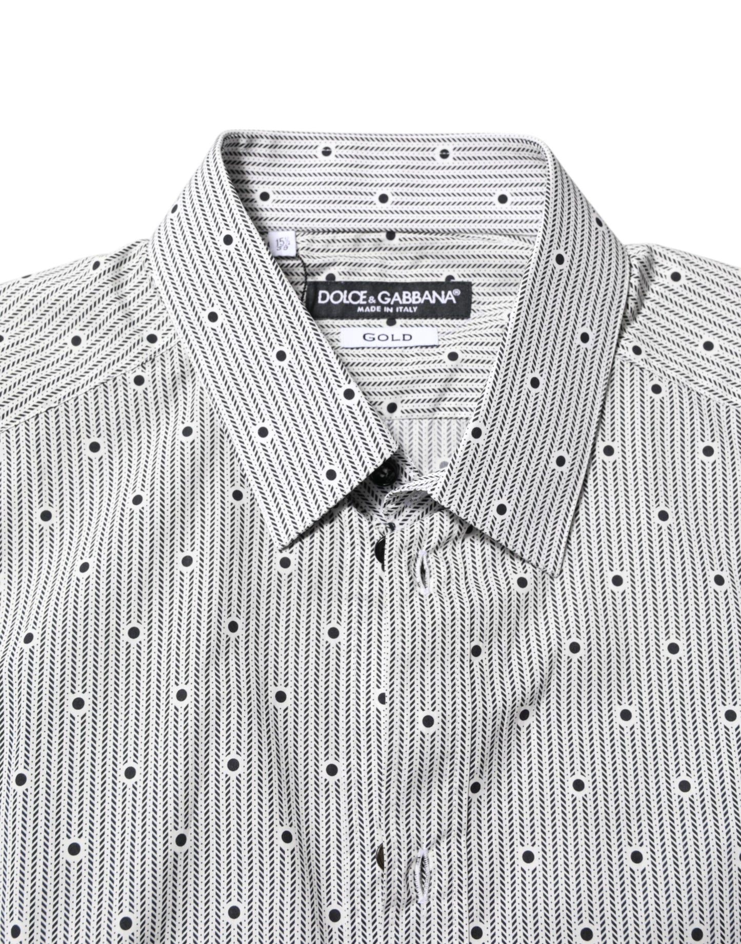 Gray Dotted Semi Fitted GOLD Men Formal Shirt-Dolce & Gabbana-LabelTerrace.com