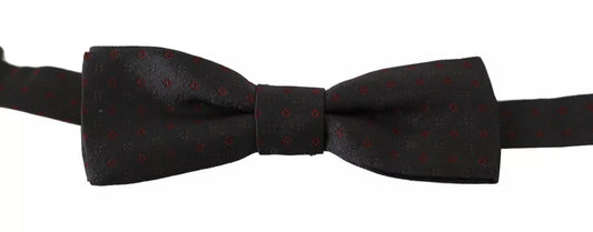 Gray Dotted Silk Adjustable Neck Bow Tie-Dolce & Gabbana-LabelTerrace.com