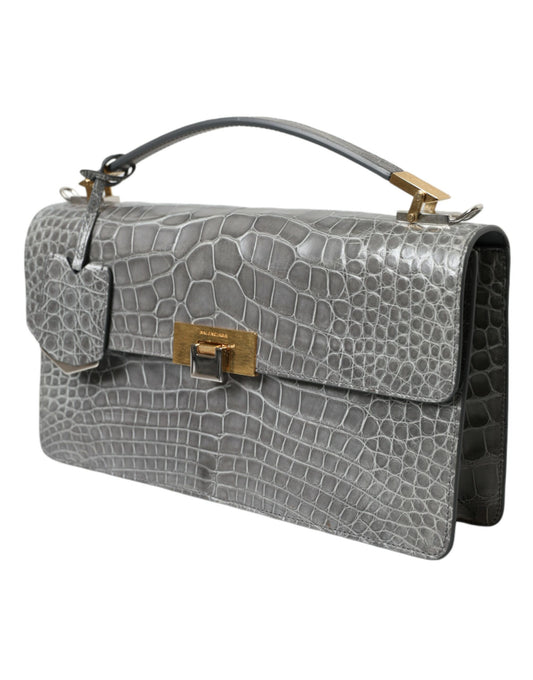 Gray Exotic Leather Medium Shoulder Hand Purse Bag-Balenciaga-LabelTerrace.com