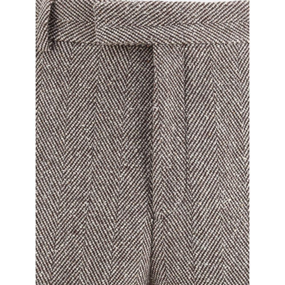 Gray Fleece Wool Casual Pants