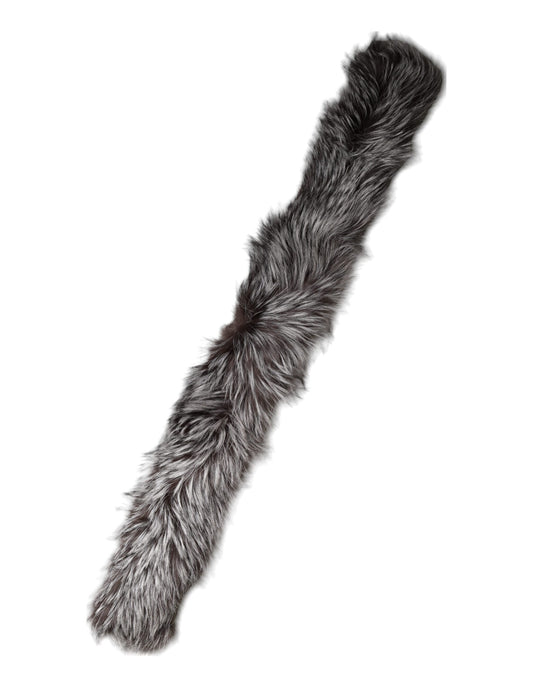 Gray Fox Fur Neck Wrap Warmer Winter Scarf-Dolce & Gabbana-LabelTerrace.com