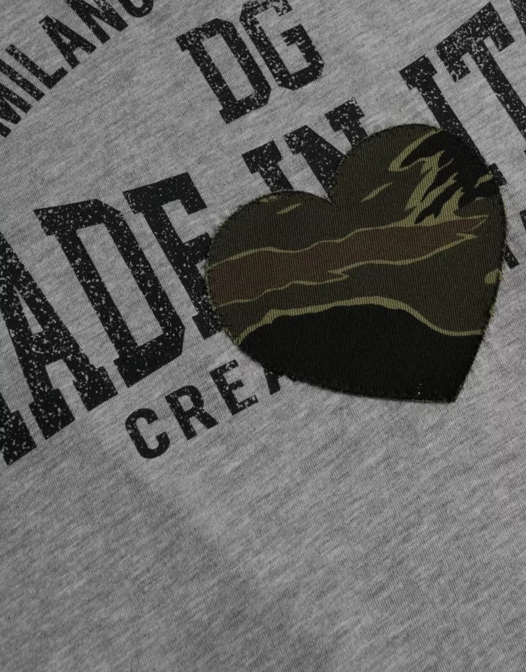 Gray Graphic Print Cotton Round Neck T-shirt-Dolce & Gabbana-LabelTerrace.com