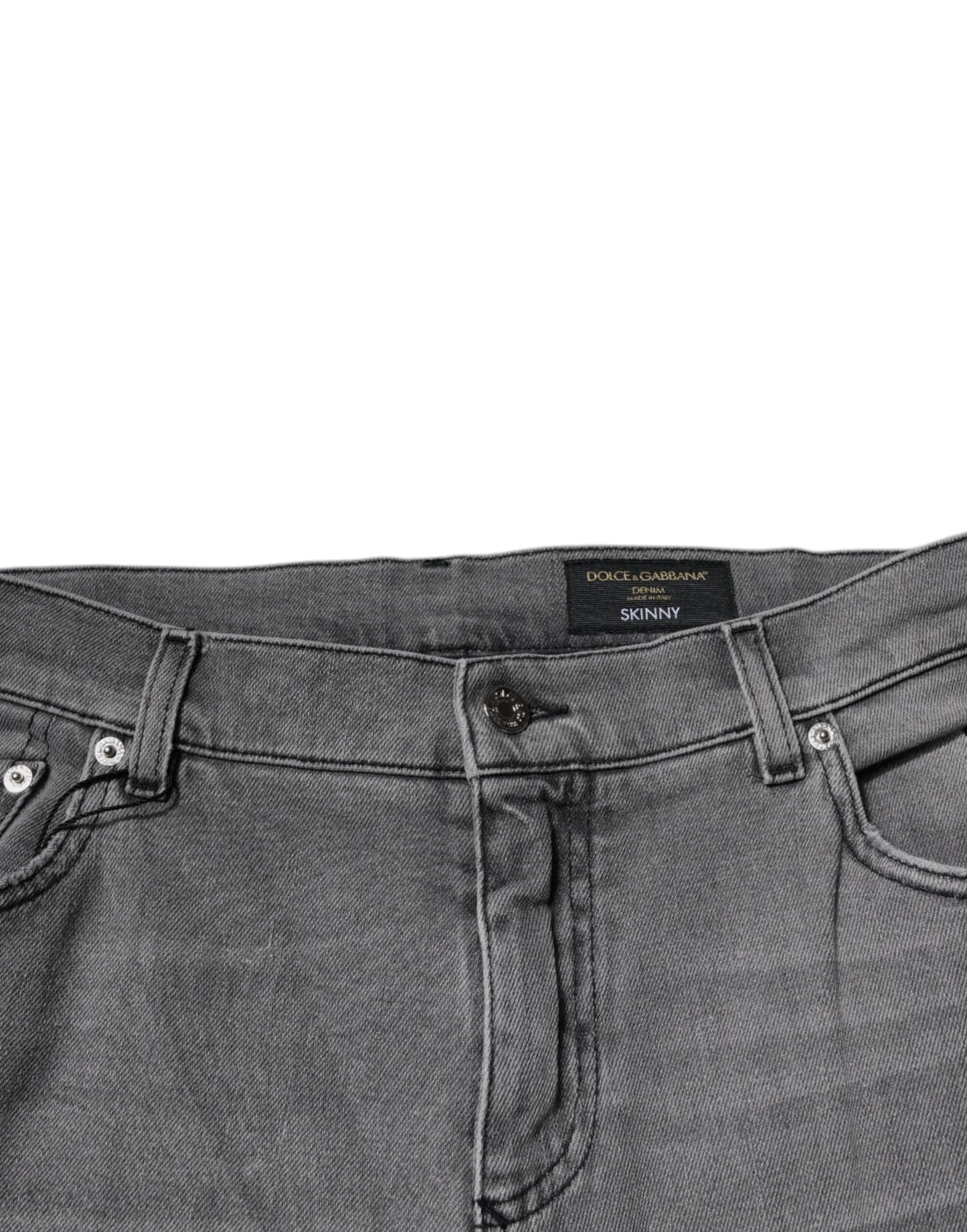 Gray Graphic Print Cotton Skinny Denim Jeans-Dolce & Gabbana-LabelTerrace.com