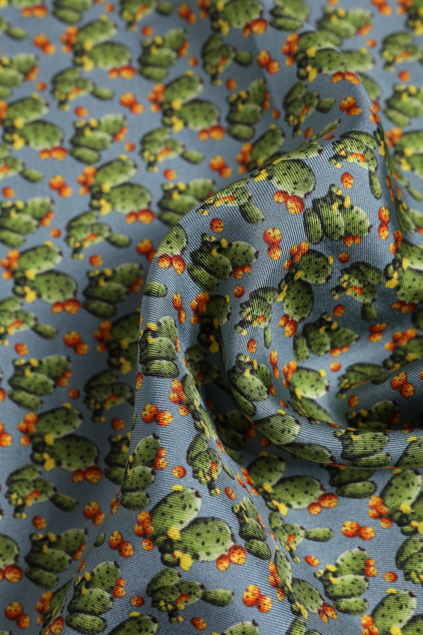 Gray Green Cactus Print Square Foulard Scarf-Dolce & Gabbana-LabelTerrace.com