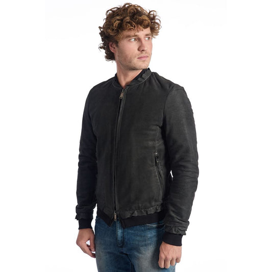 Gray Lambskin Men Jacket-Roberto Pepe Luxury-LabelTerrace.com
