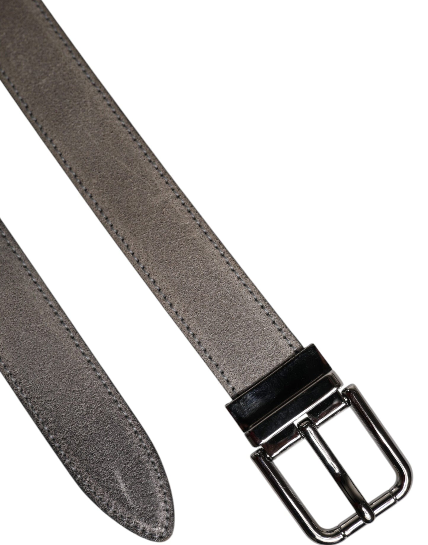 Gray Leather Silver Tone Metal Buckle Belt-Dolce & Gabbana-LabelTerrace.com