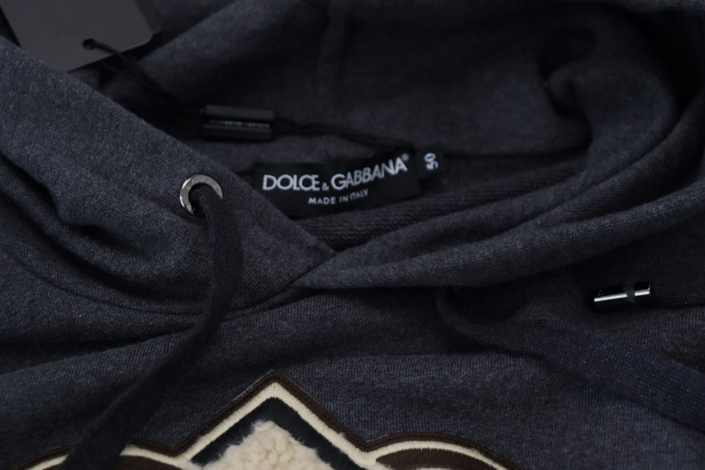 Gray Logo Cotton Hooded Sweatshirt Sweater-Dolce & Gabbana-LabelTerrace.com