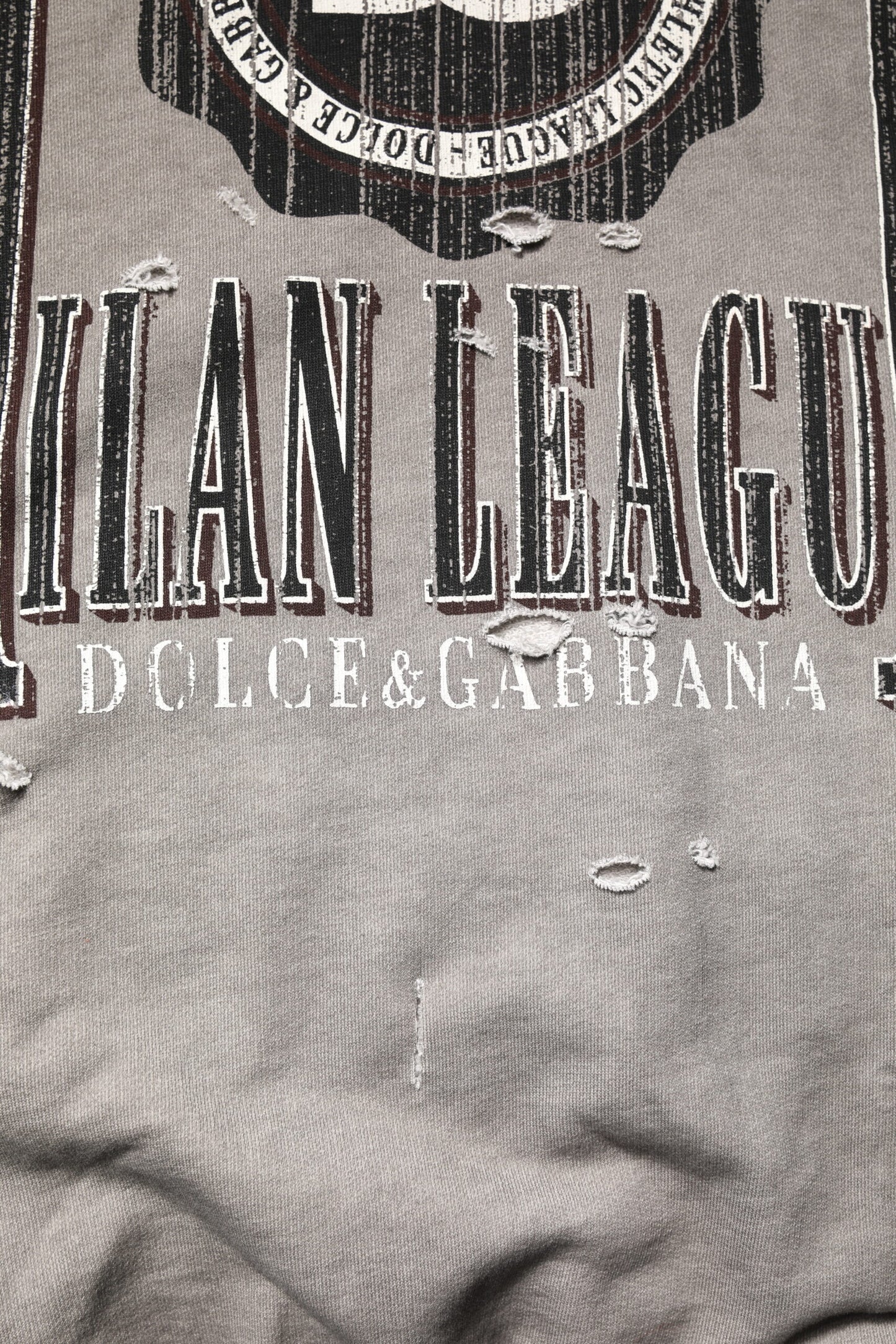 Gray Logo Print Crew Neck Pullover Sweater-Dolce & Gabbana-LabelTerrace.com