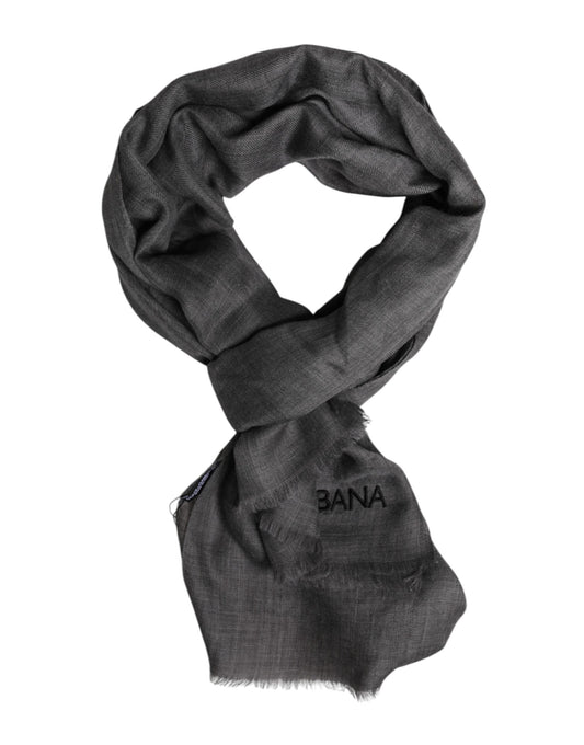 Gray Logo Print Neck Warmer Wrap Shawl Scarf-Dolce & Gabbana-LabelTerrace.com