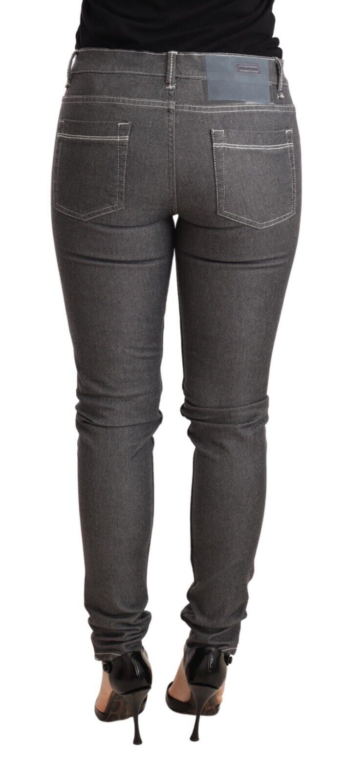 Gray Low Waist Skinny Denim Trouser Jeans-Acht-LabelTerrace.com