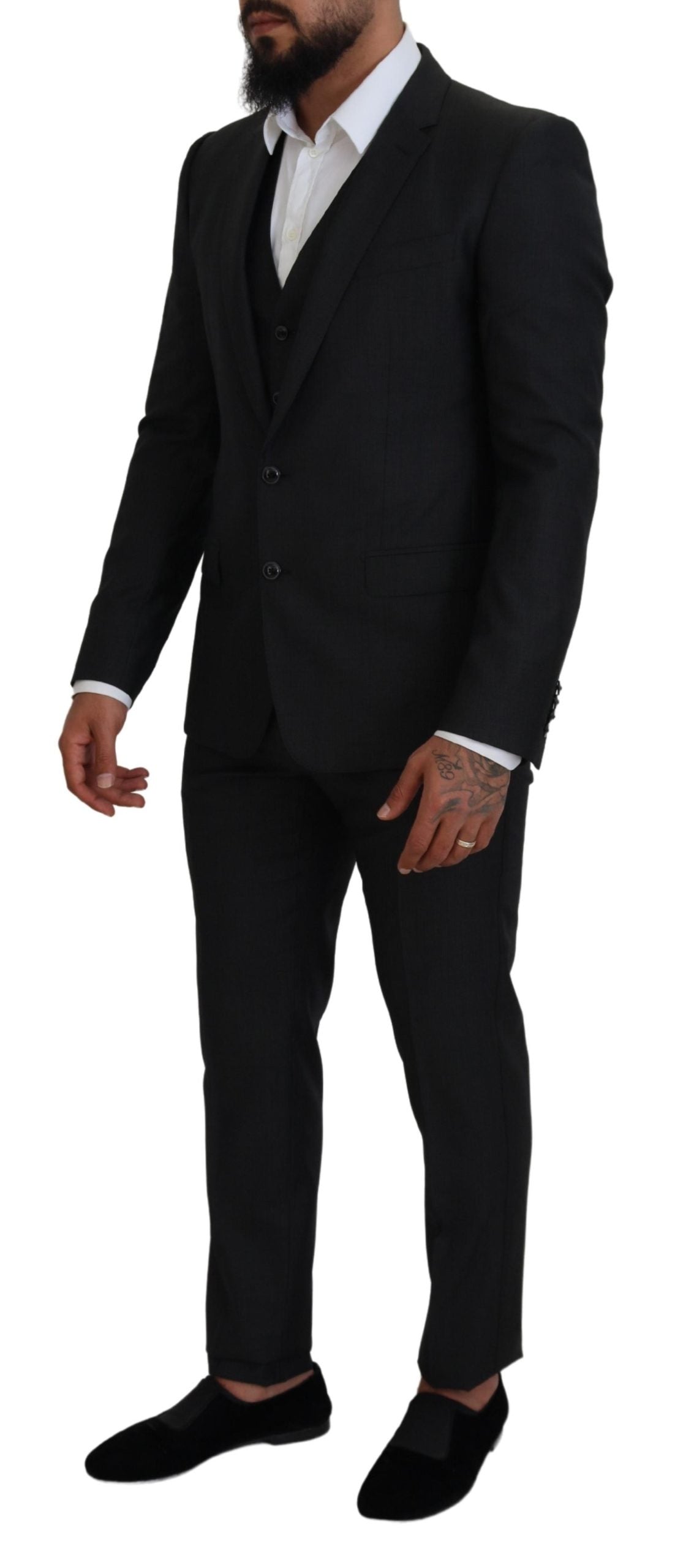 Gray MARTINI 3 Piece Slim Fit Suit-Dolce & Gabbana-LabelTerrace.com
